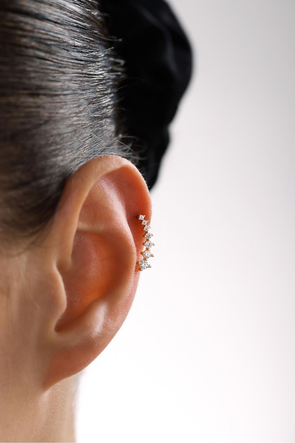 14 Ayar Altın Rise Taşlı Sağ Tragus Küpe