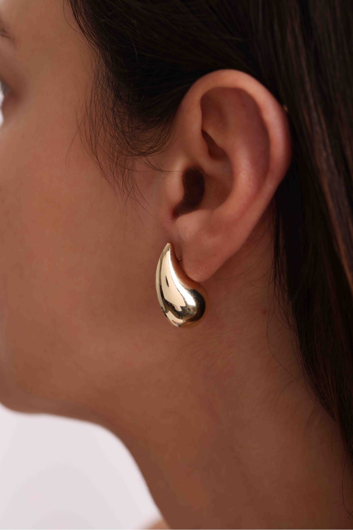 14 Ayar Altın Trend Damla Küpe