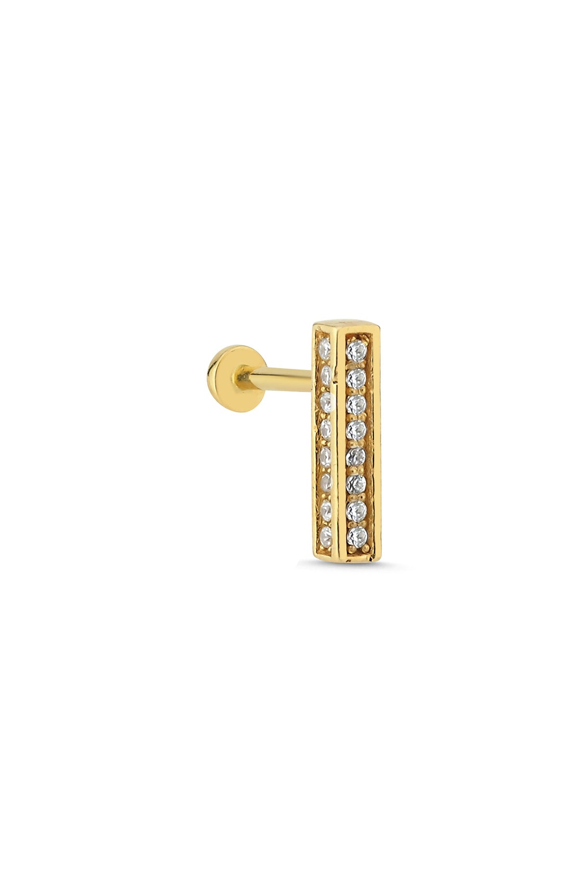 14 Ayar Altın Taşlı Lago Tragus Küpe
