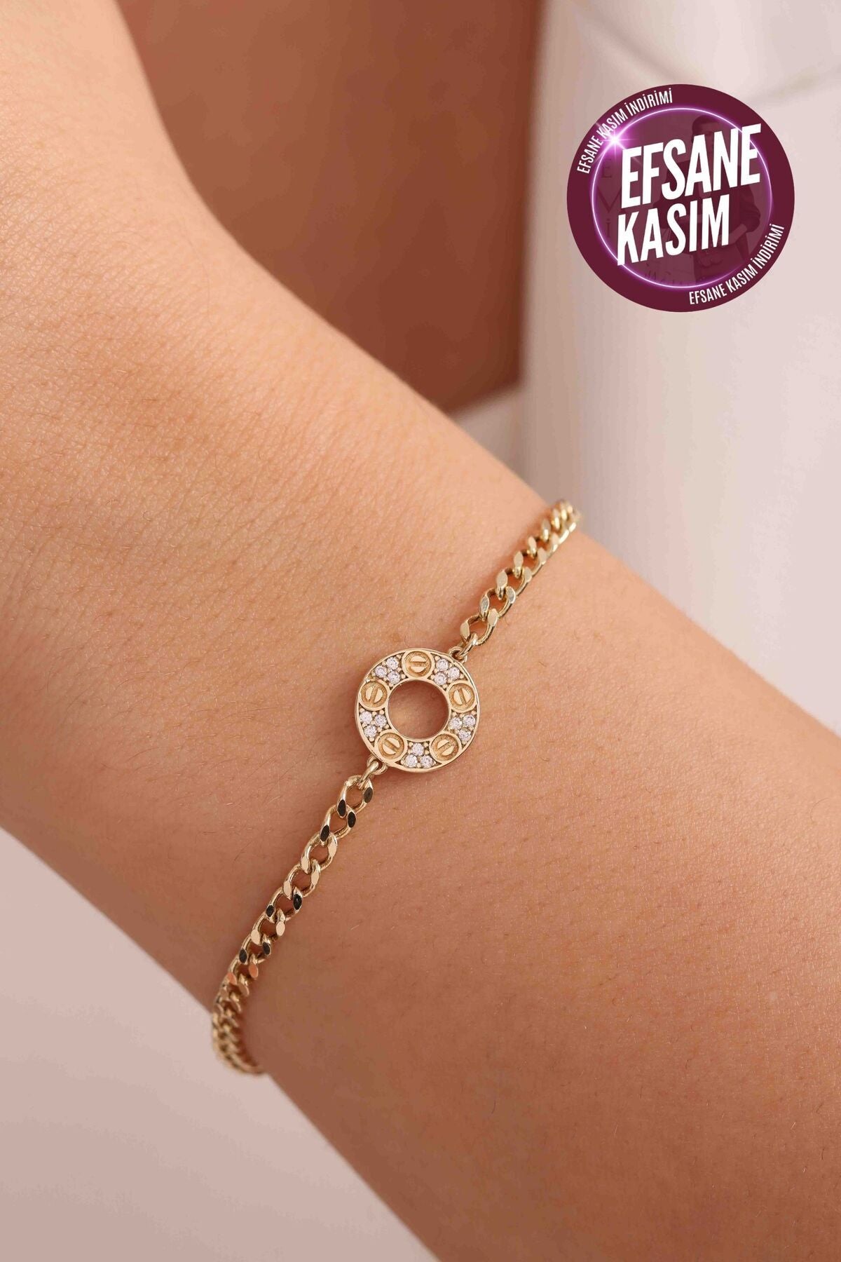 14 Ayar Altın Gurmet Madalyon Vidalı Bileklik