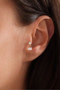 14 Ayar Altın Sallantılı Taşlı Baget Mini Tragus Küpe