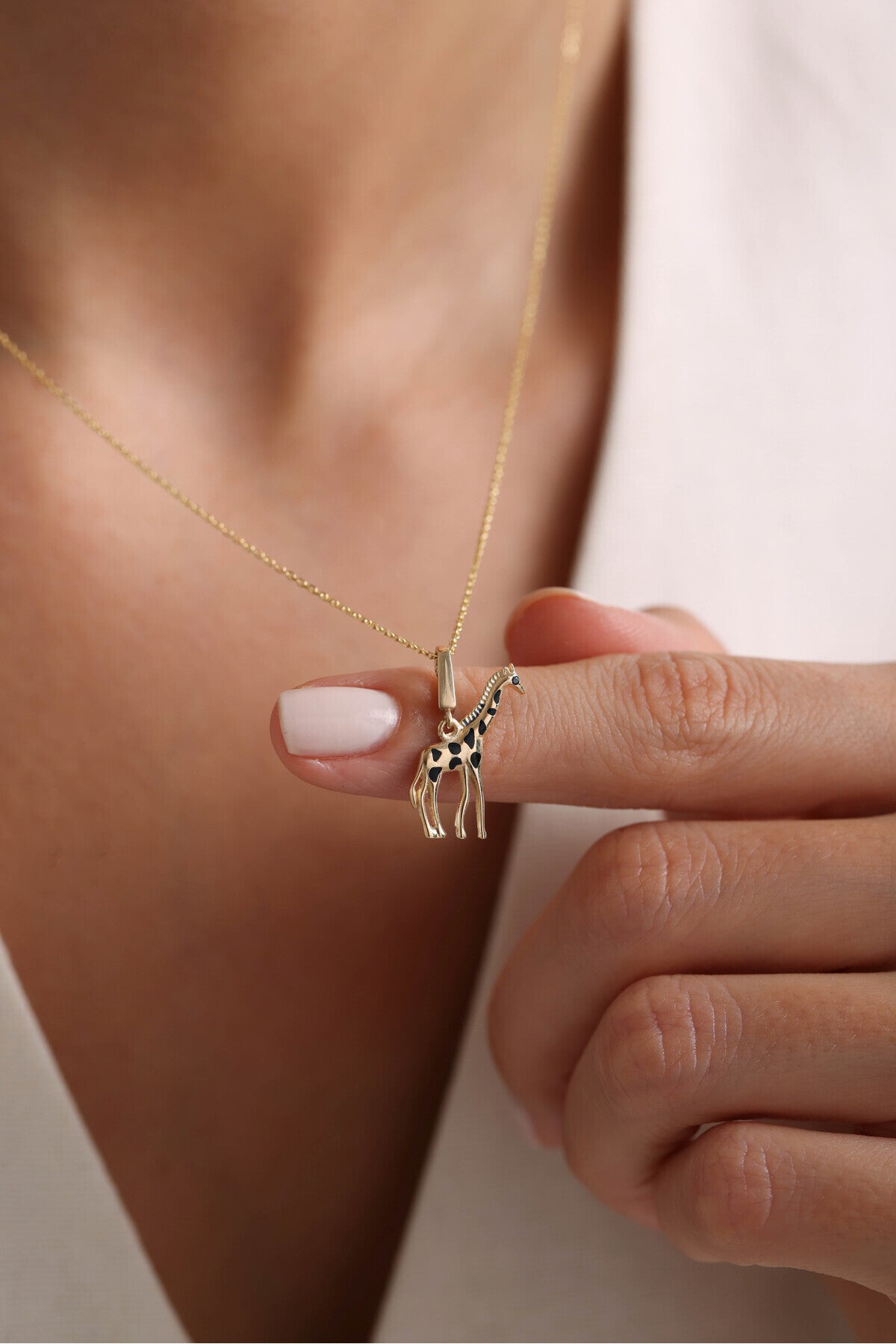 14 Ayar Altın Zürafa Kilitli Charm Kolye