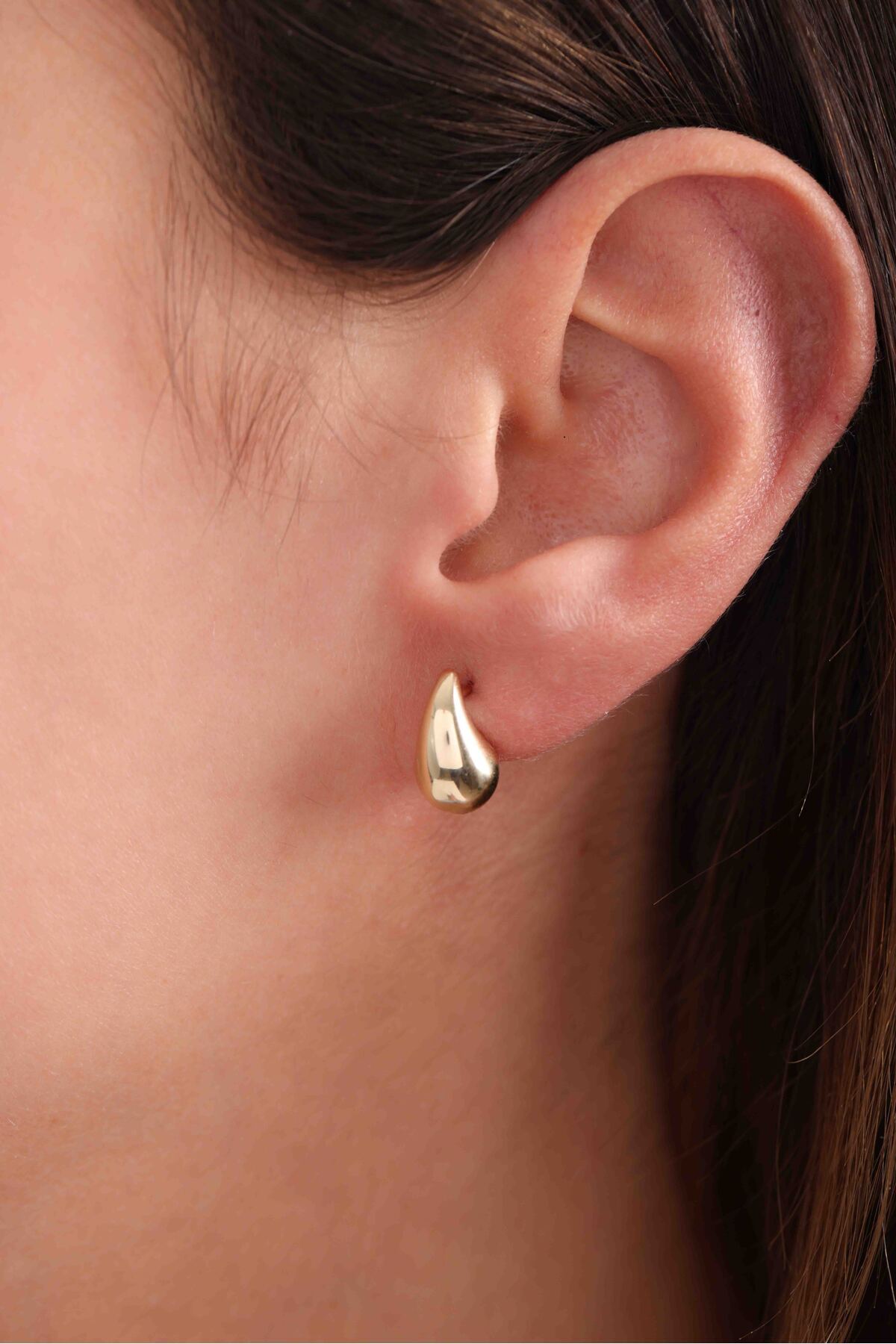 14 Ayar Altın Trend Damla Mini Küpe