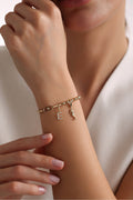 14 Ayar Altın Harf Charm & Denizatı Charm Duo Portoro Bileklik