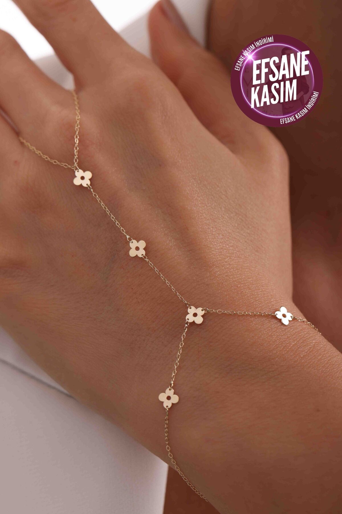 14 Ayar Altın Yonca Form Işıltılı Şahmeran