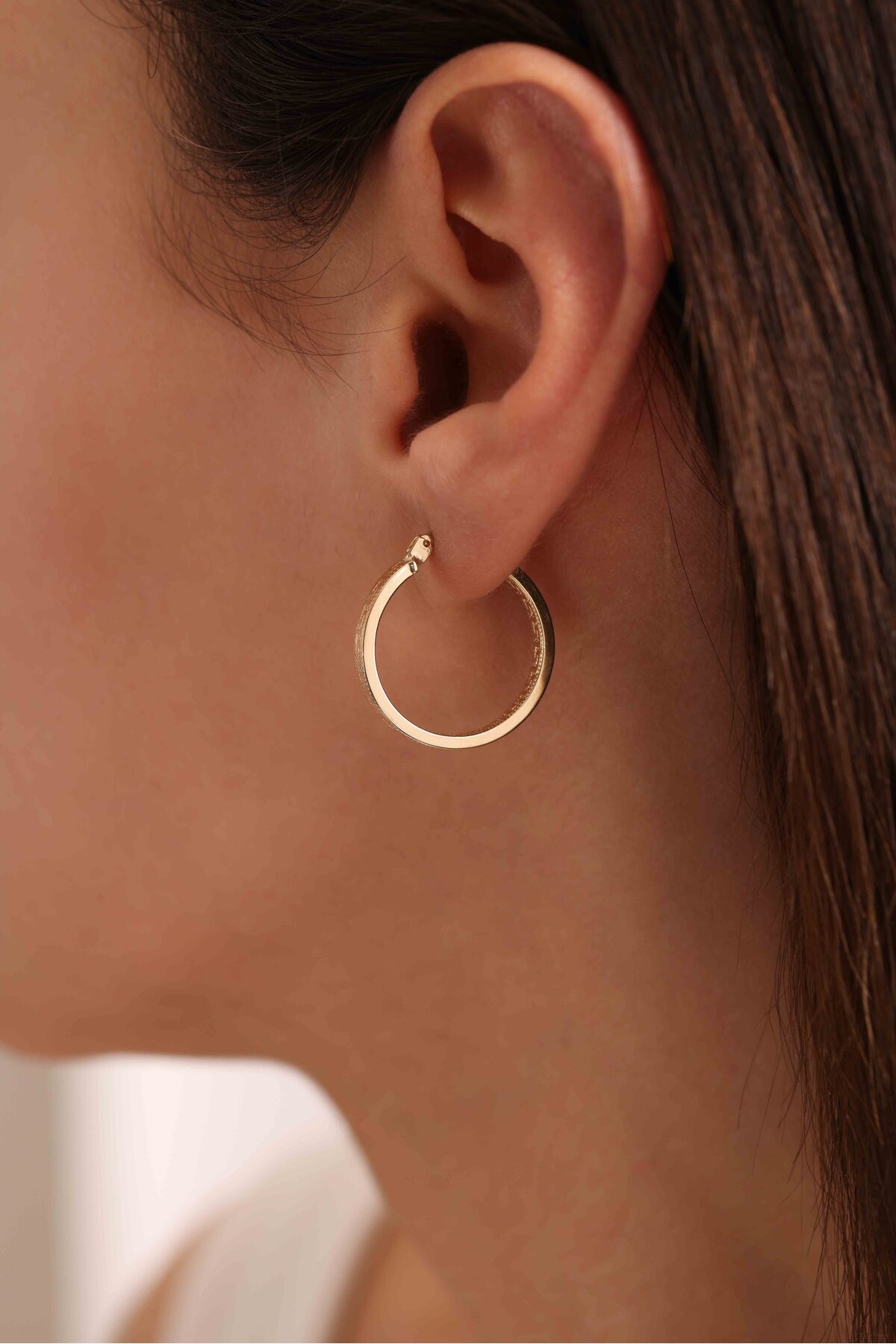 14 Ayar Altın Grek Desenli Halka Küpe