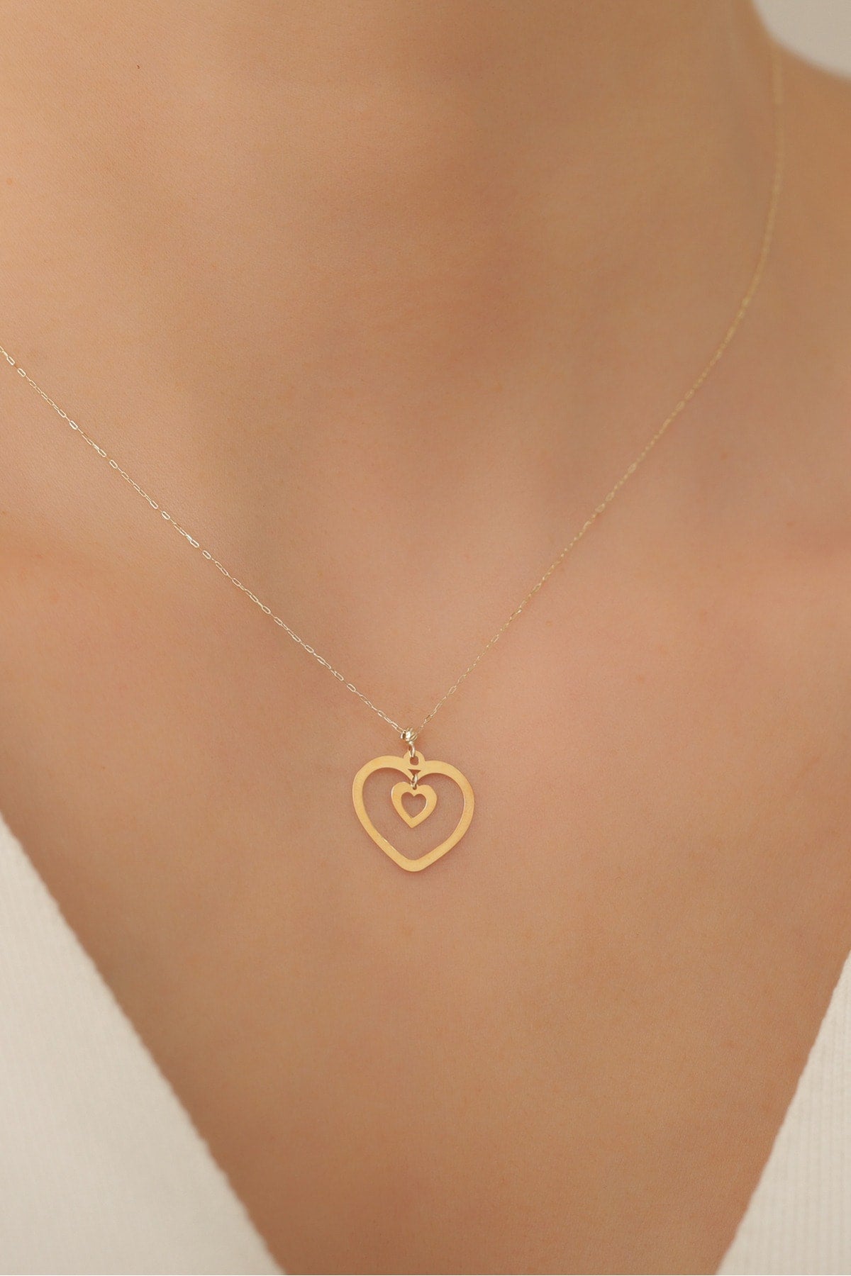 14 Ayar Altın Kalpli Kolye