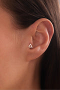 14 Ayar Altın Taşlı Üçgen Prizma Tragus Küpe