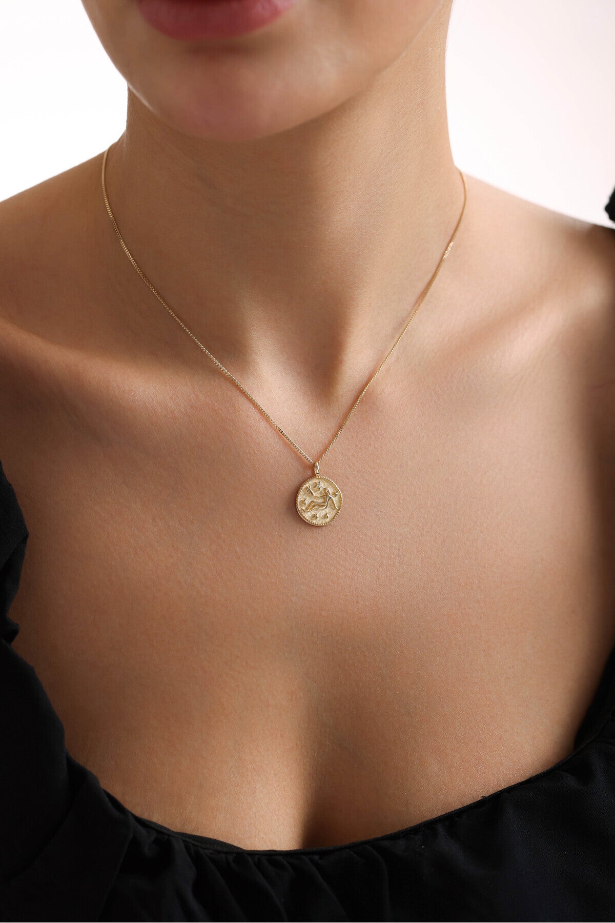 14 Ayar Altın Zodiac Burç Başak Kolye