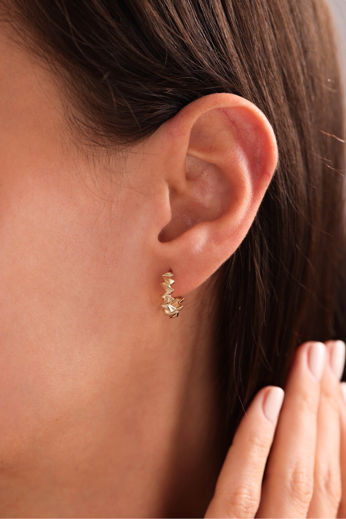 14 Ayar Altın Zigzag Halka Küpe