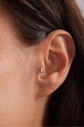 14 Ayar Altın 3 Taşlı Line Tragus Küpe