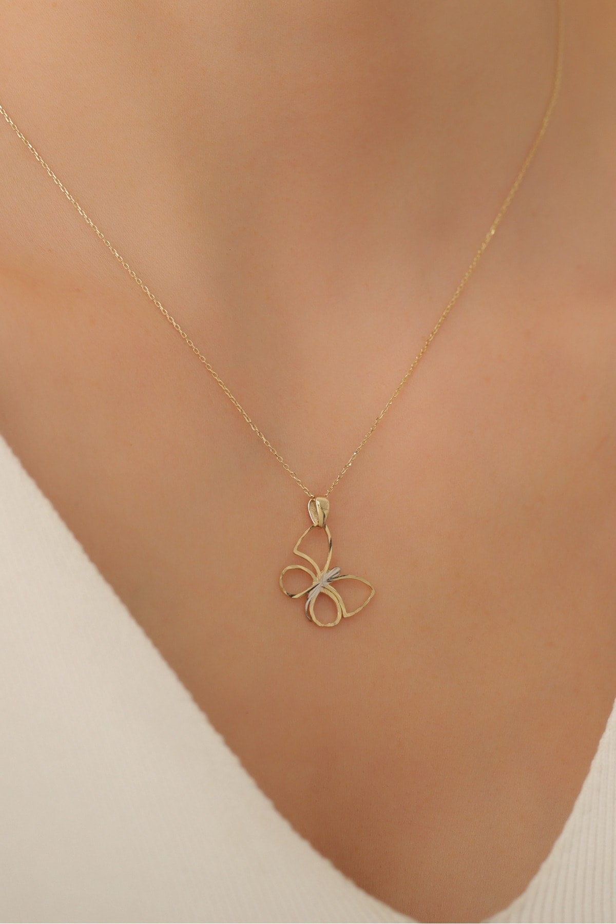 14 Ayar Büyük Kelebek Kolye Ucu