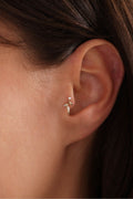 14 Ayar Altın Taşlı Dallı Yaprak Tragus Küpe