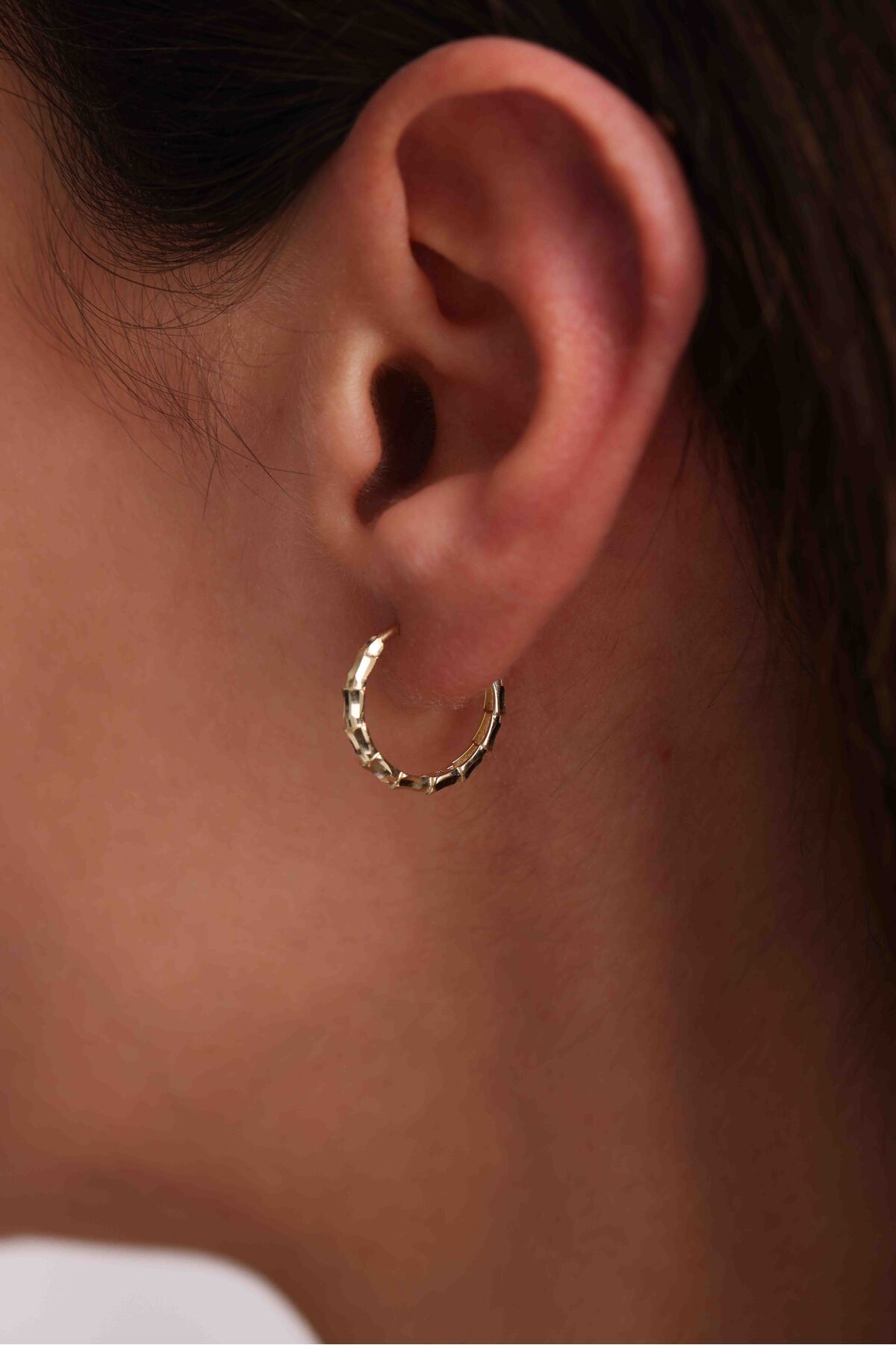 14 Ayar Altın Trend İkonik Serpenti Yılan Halka Küpe