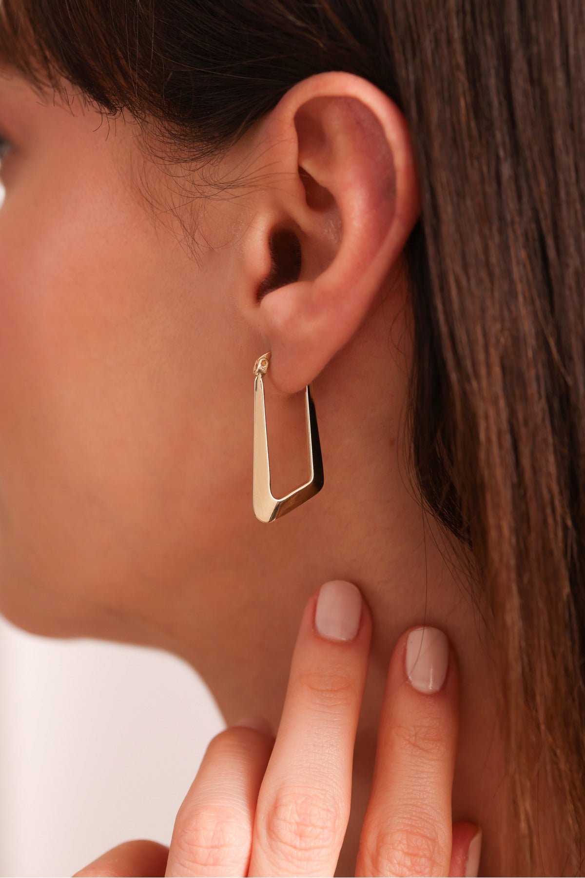 14 Ayar Altın Asimetry Piramit Uzun Küpe