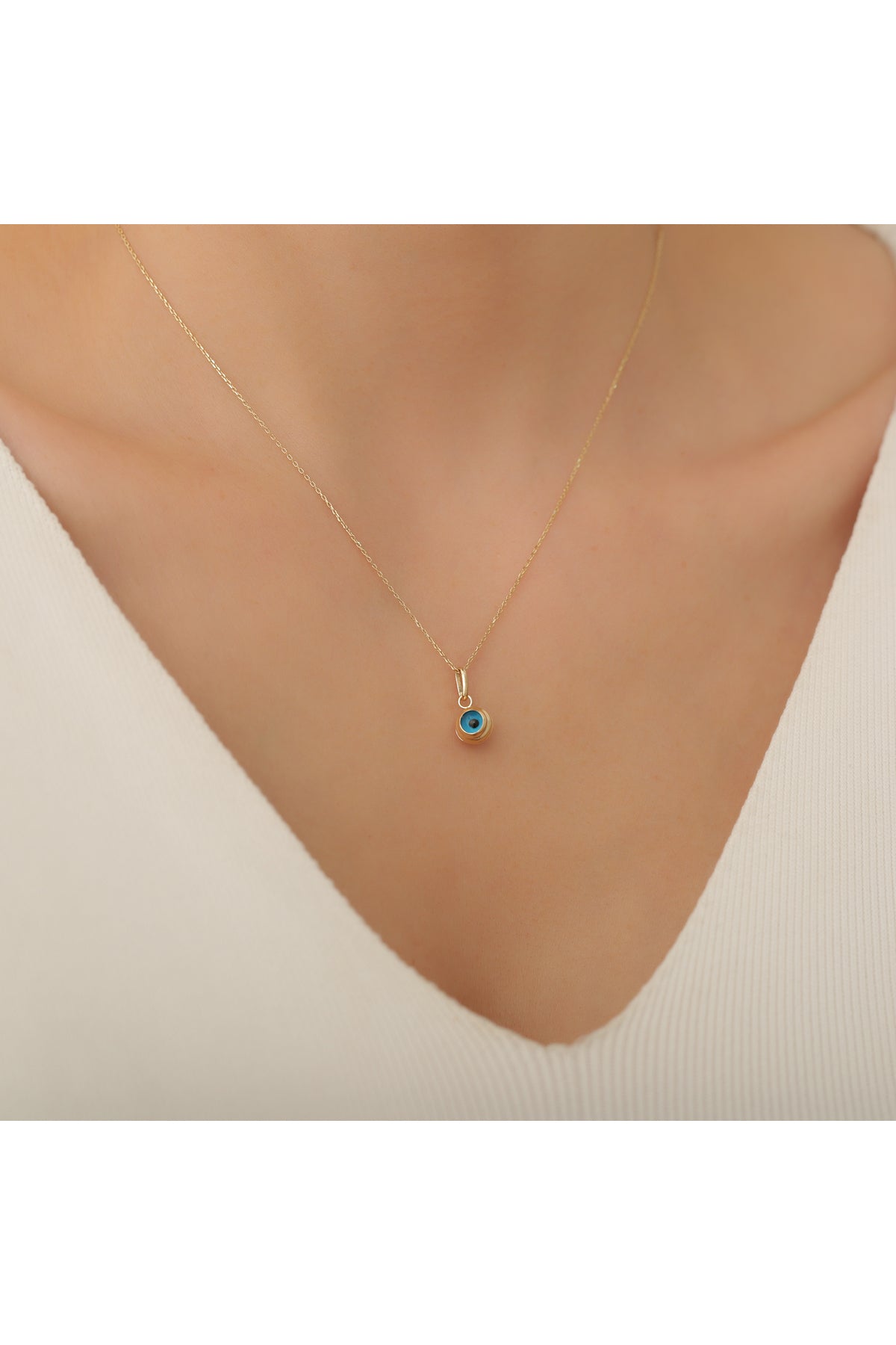 14 Ayar Altın Nazar Boncuğu Kolye Ucu