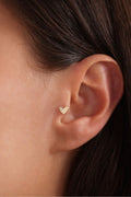 14 Ayar Altın Tek Taşlı Kalp Tragus Küpe