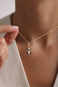 14 Ayar Altın Siyah Mineli Panda Kilitli Charm Kolye Ucu