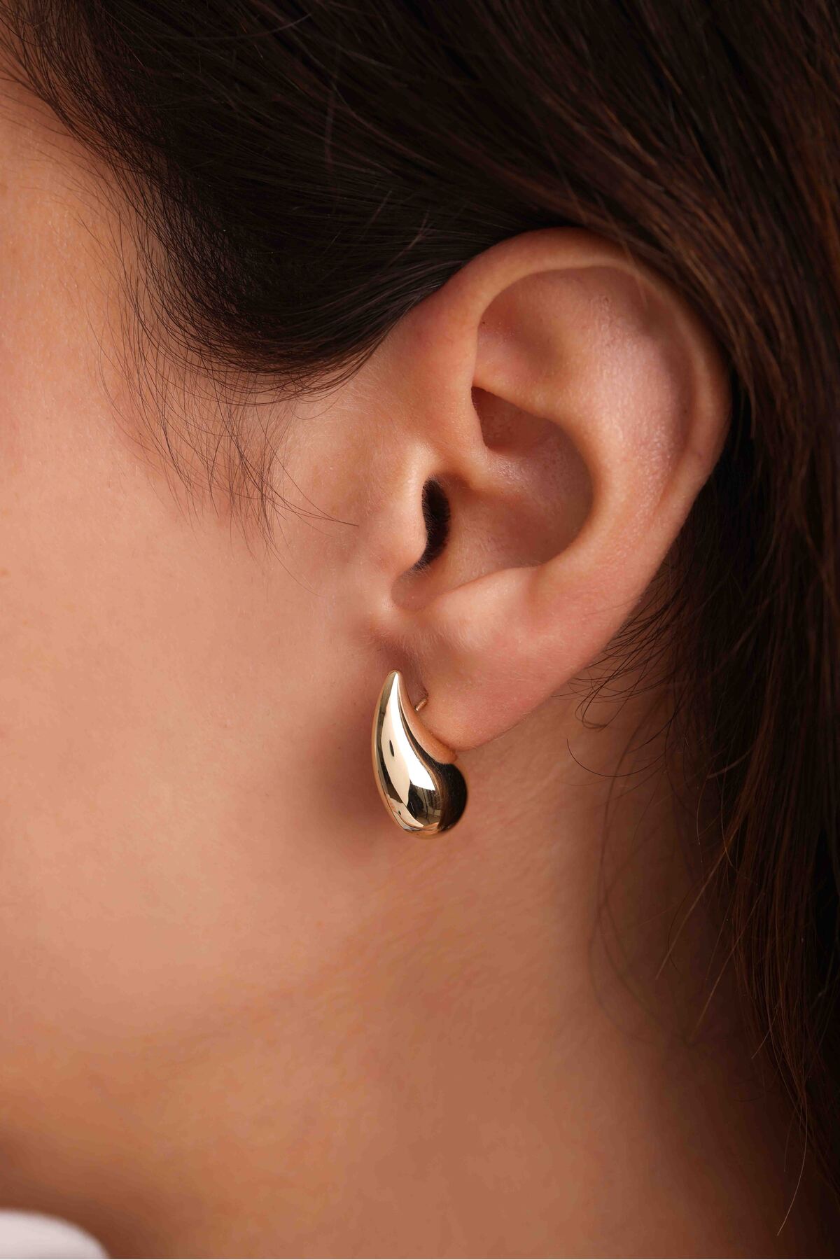 14 Ayar Altın Trend Damla Küçük Küpe