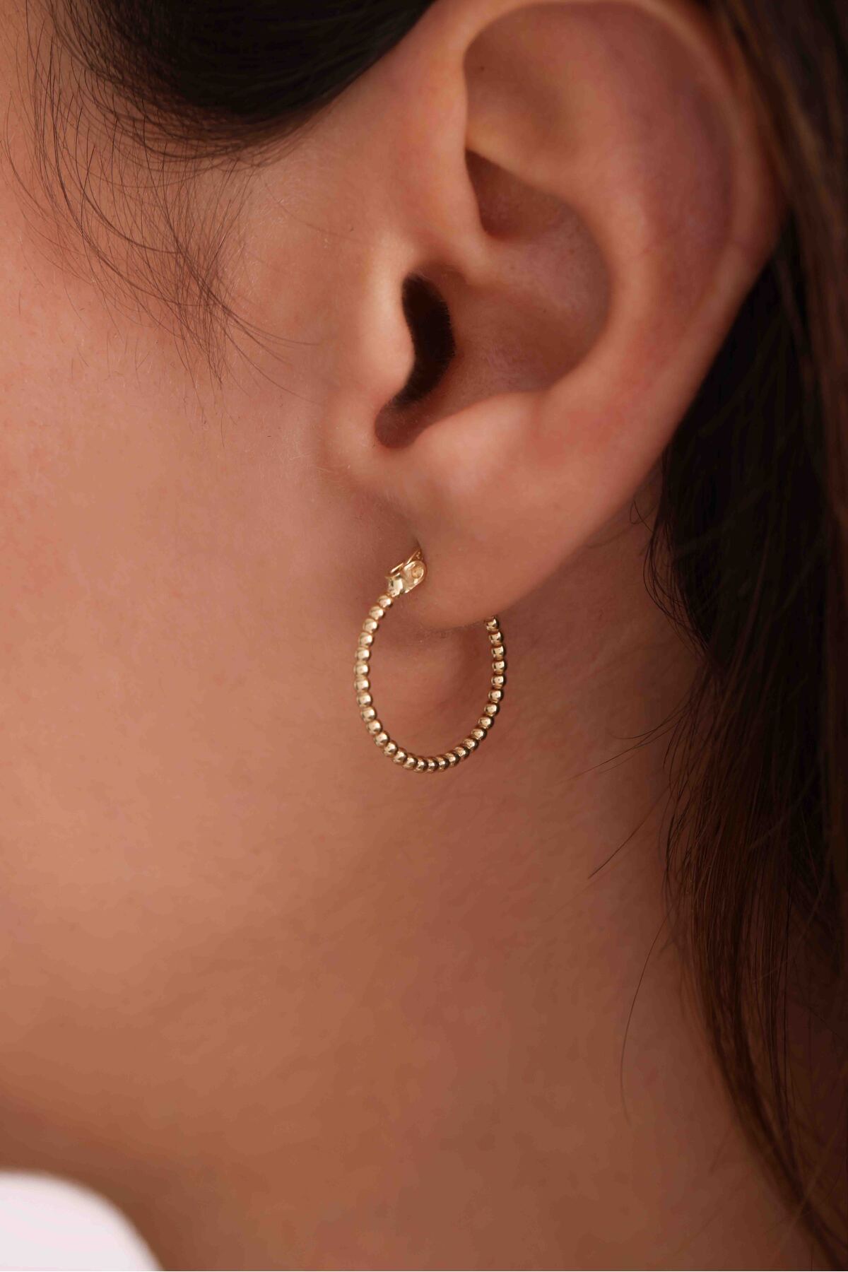 İtalyan Tasarım Top Dizili Altın Halka Küpe