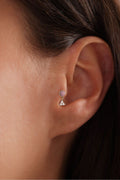 14 Ayar Altın Lila Taşlı Sallantılı Trian Tragus Küpe