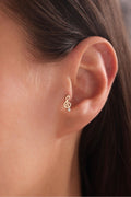 14 Ayar Altın Taşlı Sol Anahtarı Müzik Tragus Küpe