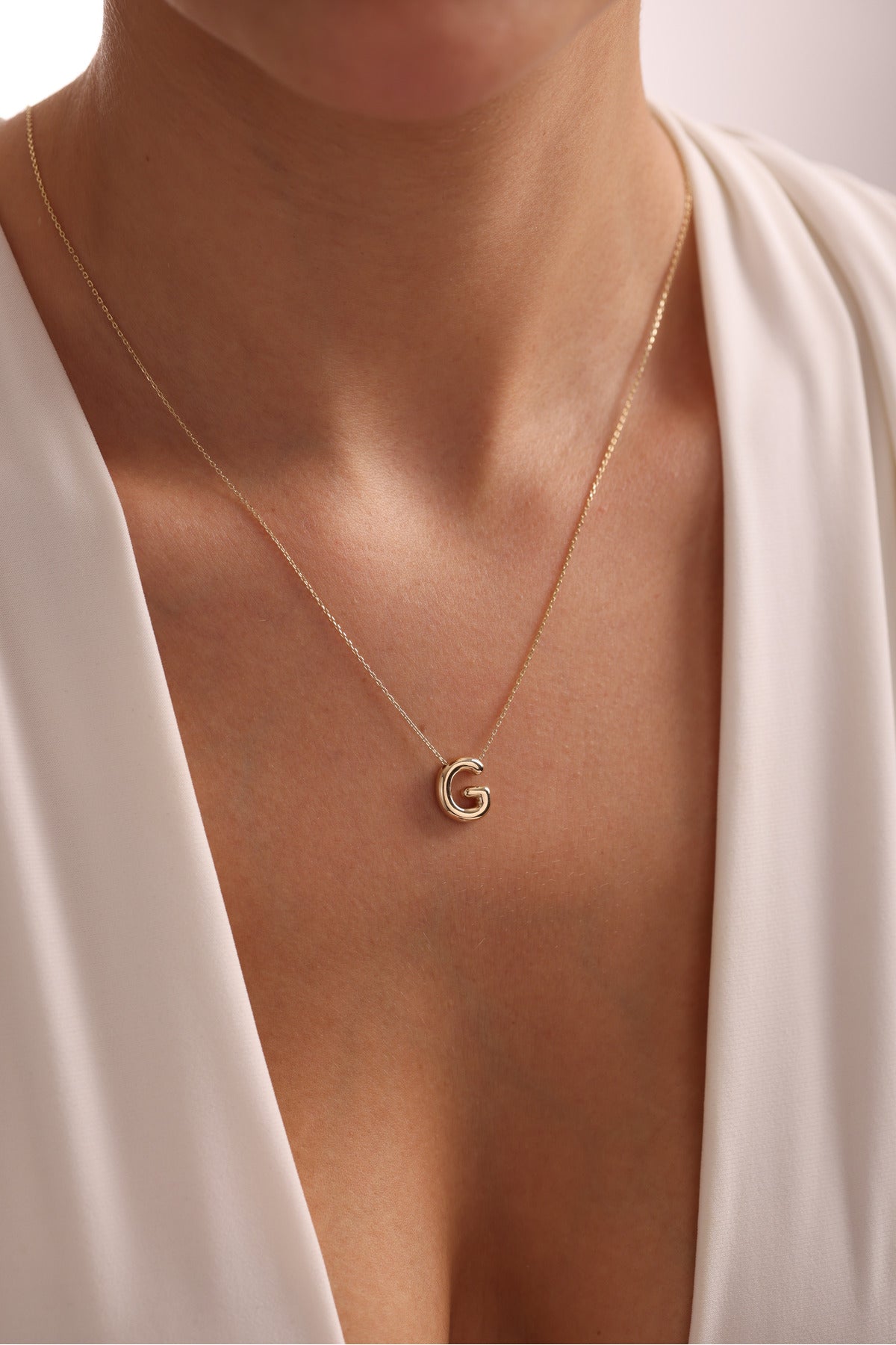 14 Ayar Altın Harf Balon Bombe Kolye