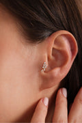 14 Ayar Altın Taşlı Dal Tragus Küpe