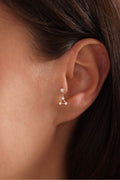 14 Ayar Altın 3 Taşlı Sallantılı Trian Tragus Küpe