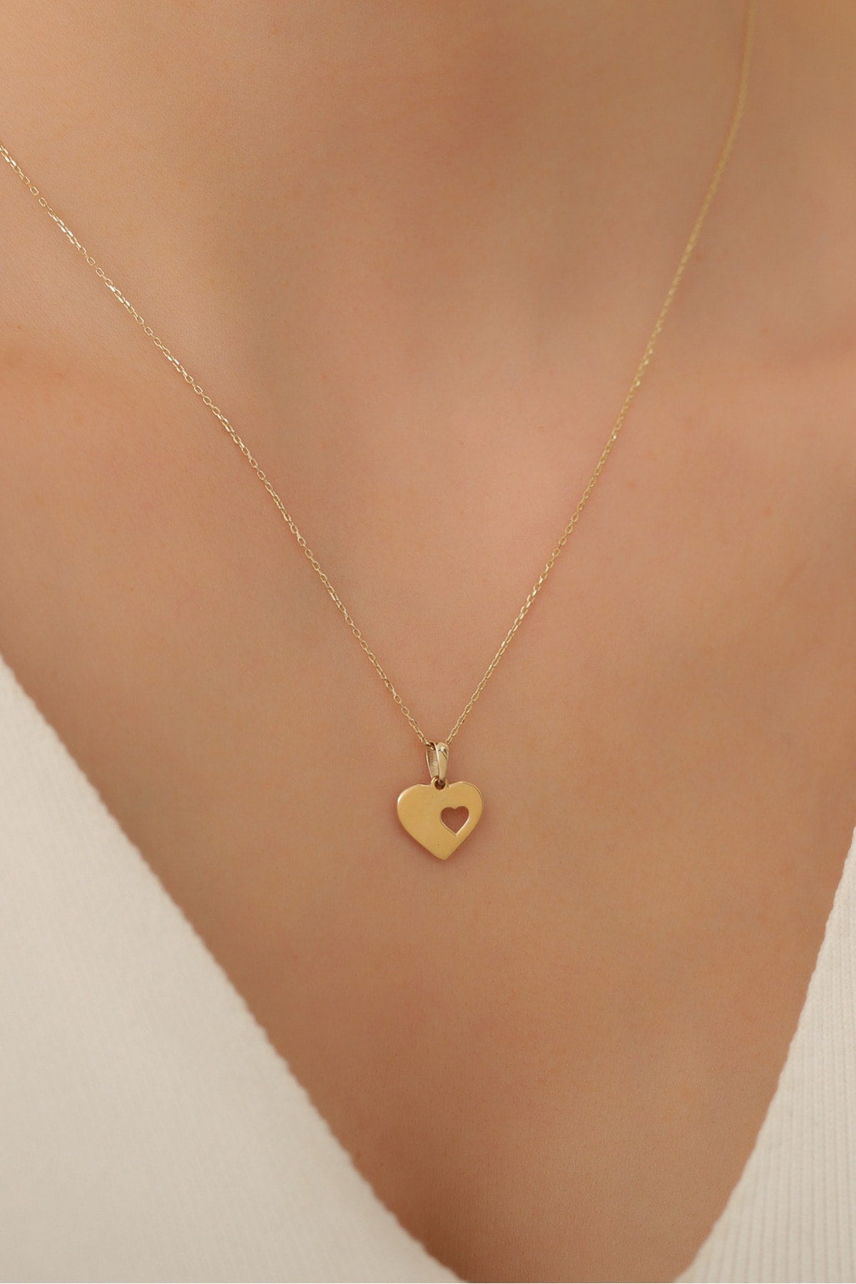 14 Ayar Çift Kalp Kolye Ucu