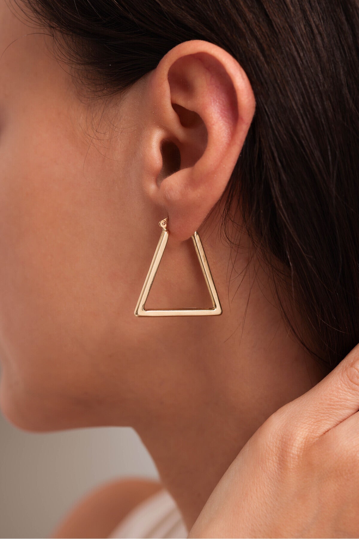 14 Ayar Altın Trian Üçgen Küpe