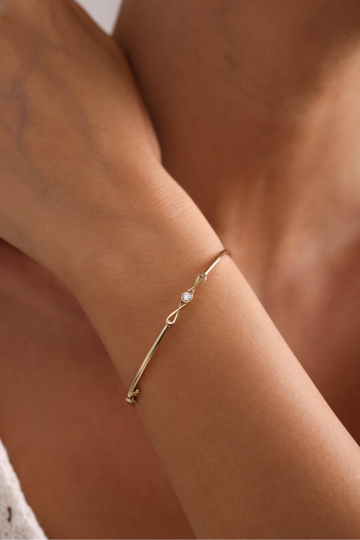 14 Ayar Altın Taşlı Sonsuzluk Infinity Bilezik