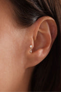 14 Ayar Altın Taşlı Sallantılı Baget Tragus Küpe